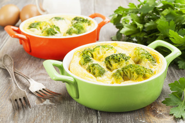 Broccoli baked with cheese and eggs