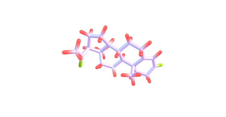 3D illustration of Progesterone molecular structure isolated on white