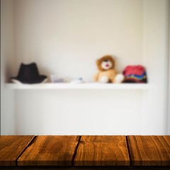 Composite image of wooden table