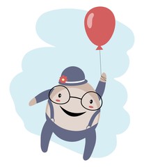 Humpty Dumpty with balloon over blue sky