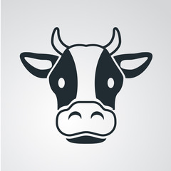 Icono plano cabeza de vaca en fondo degradado #1
