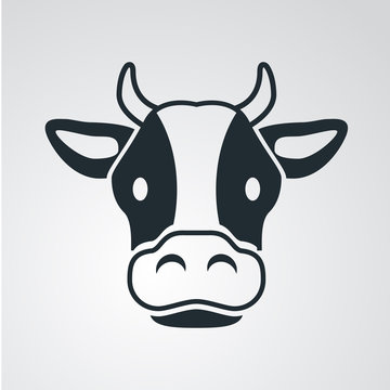 Icono plano cabeza de vaca en fondo degradado #1