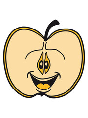 Half sliced apple face laughing sweet cute