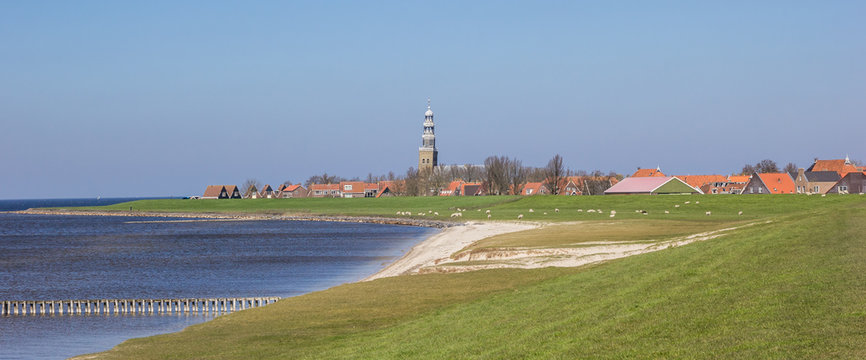 Panorama of sea and dikes around Hindeloopen
