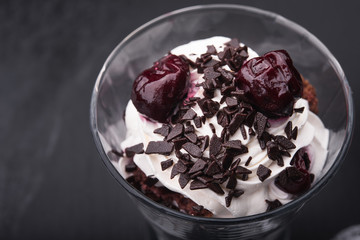 chocolate dessert in glass