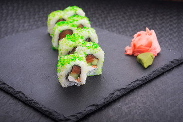 Sushi roll with salmon