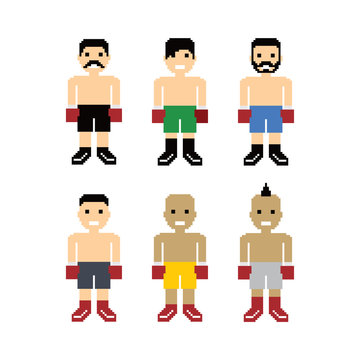 pixel people boxer avatar set