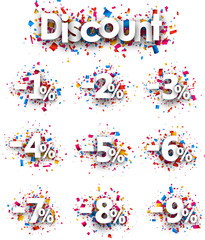 Obraz premium Discount signs paper set.