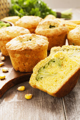 Corn muffins with broccoli