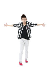 young guy spreading his arms