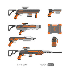 Guns for virtual reality system. Video game weapons set. 