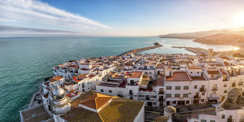 View on Peniscola  from the top of Pope Luna's  Castle , Valencia, Spain