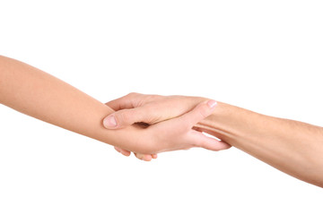 Handshake of friendship isolated on white