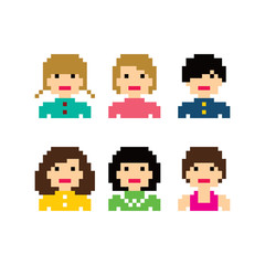 pixel people woman avatar set