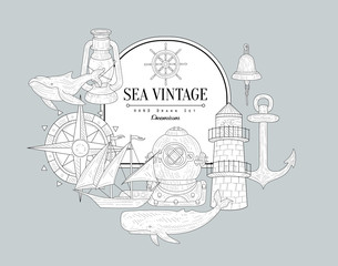 Sea Themed Vintage Sketch