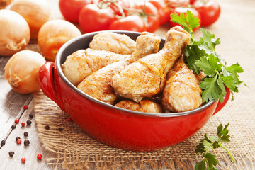 Roasted chicken legs