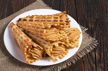 Pastry in plate on table