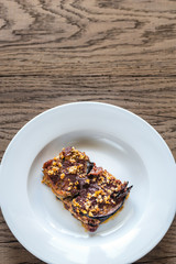 Portion of parmigiana di melanzane