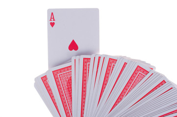 Set of playing cards to play poker in a casino on a white background