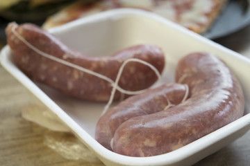 raw sausages of pork