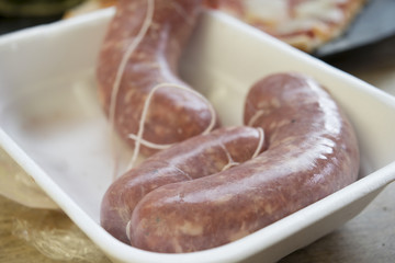 raw sausages of pork