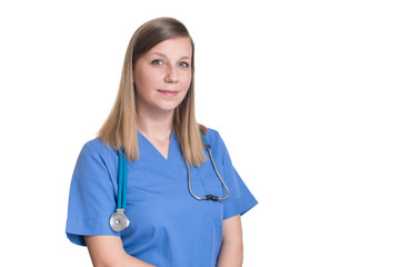 Woman doctor smiling and looking to the camera