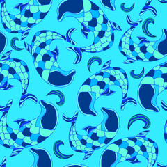 Fototapeta na wymiar pattern of decorative dolphins