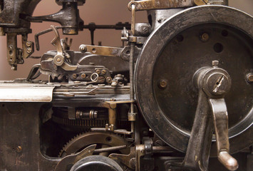 Industrial sewing machine close-up