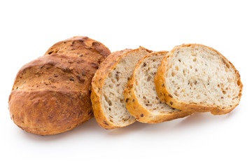 Loaf of bread isolated on white.