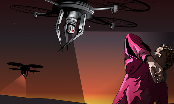 Drone chasing man