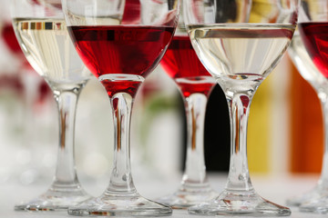 Glasses with different kind of wine