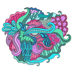 Colorful decorative hand drawn doodle nature ornamental curl vector sketchy pattern.