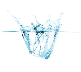 Fototapeta na wymiar Water splash / Water splash on white background. Blue tone.