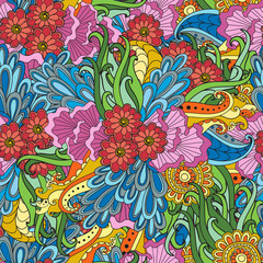 Abstract vector decorative ethnic floral colorful seamless patte