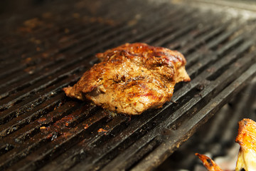 steak broiled on a barbecue