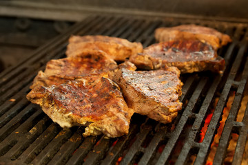 steak broiled on a barbecue