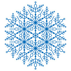 Round vector blue snowflake. Abstract winter ornament