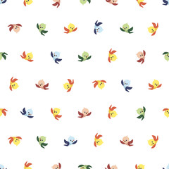 kids pattern with colorful birds on a white background