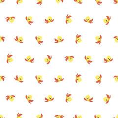 kids pattern with orange birds on a white background