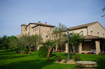 Fototapeta na wymiar Ancient beautiful Italian villa with olives