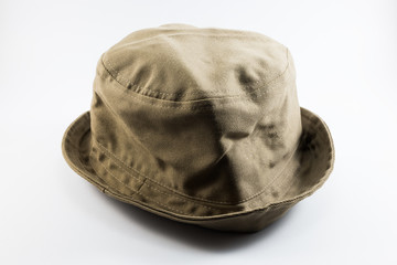 Brown traveler hat isolated on white background