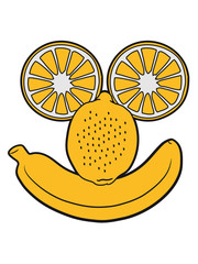 fruits banana lemon orange face funny