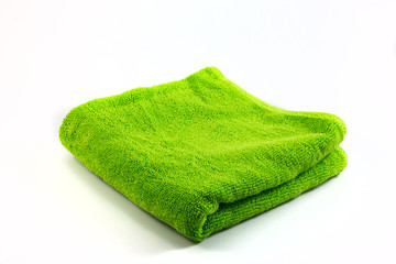 Green towel handkerchief isolated on white background