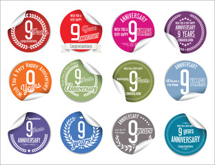 Anniversary modern tag and stickers collection 