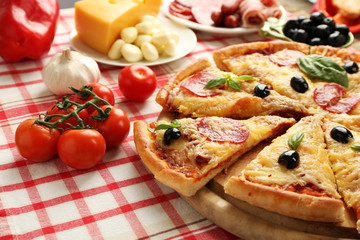 Fresh baked pizza, close up