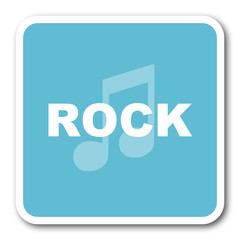 rock music blue square internet flat design icon