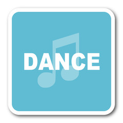dance music blue square internet flat design icon
