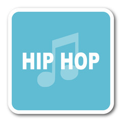 hip hop blue square internet flat design icon