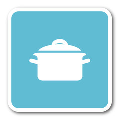 cook blue square internet flat design icon