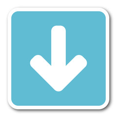 download arrow blue square internet flat design icon